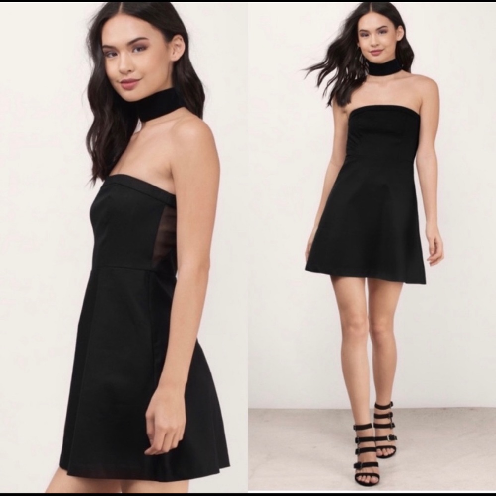 XS black Tobi strapless skater dress